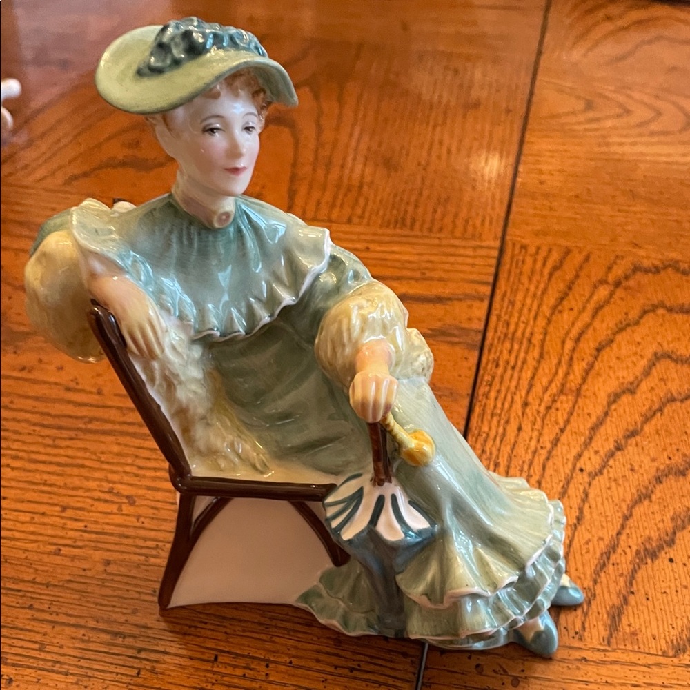 Royal Doulton Elegant Lady Figurine in Green and Cream